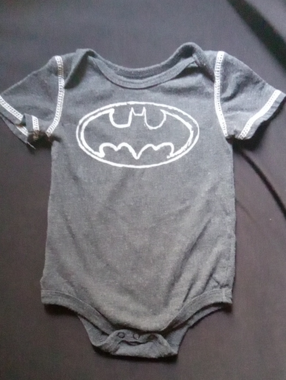 Batman Infant Bodysuit in Charcoal Black with White Logo